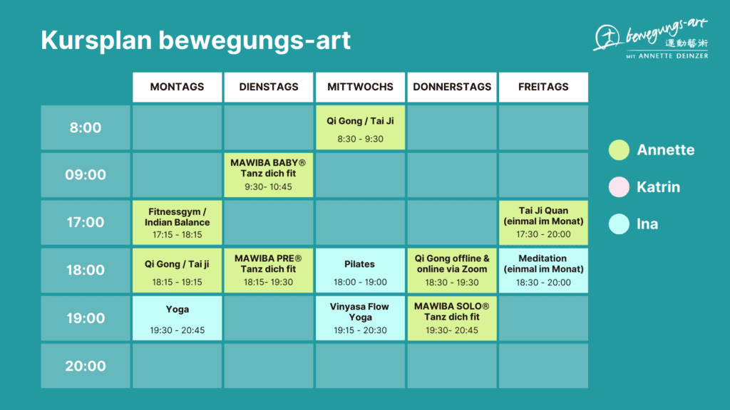 Terminkalender 2024 neu Präsenzkurse bewegungs-art